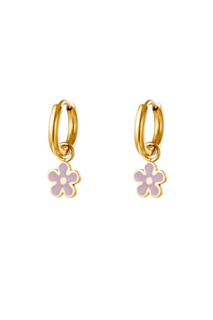 Stainless steel colorful flower earrings Purple h5 