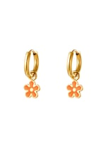 Orange / Stainless steel colorful flower earrings Orange Picture4