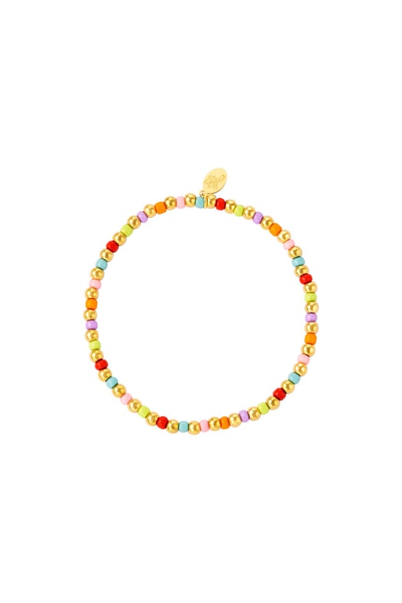 Armband gekleurde en gouden kralen Multi Stainless Steel