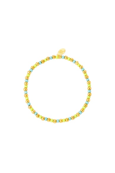 Bracelet colored and golden beads Multi Stainless Steel h5 