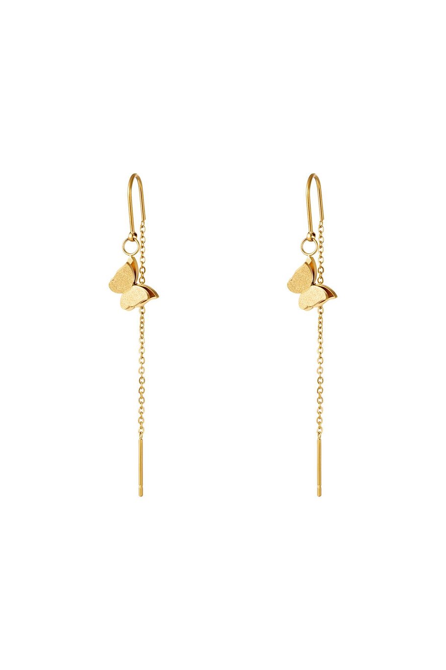Butterfly Dangle Earrings Gold Color Stainless Steel 