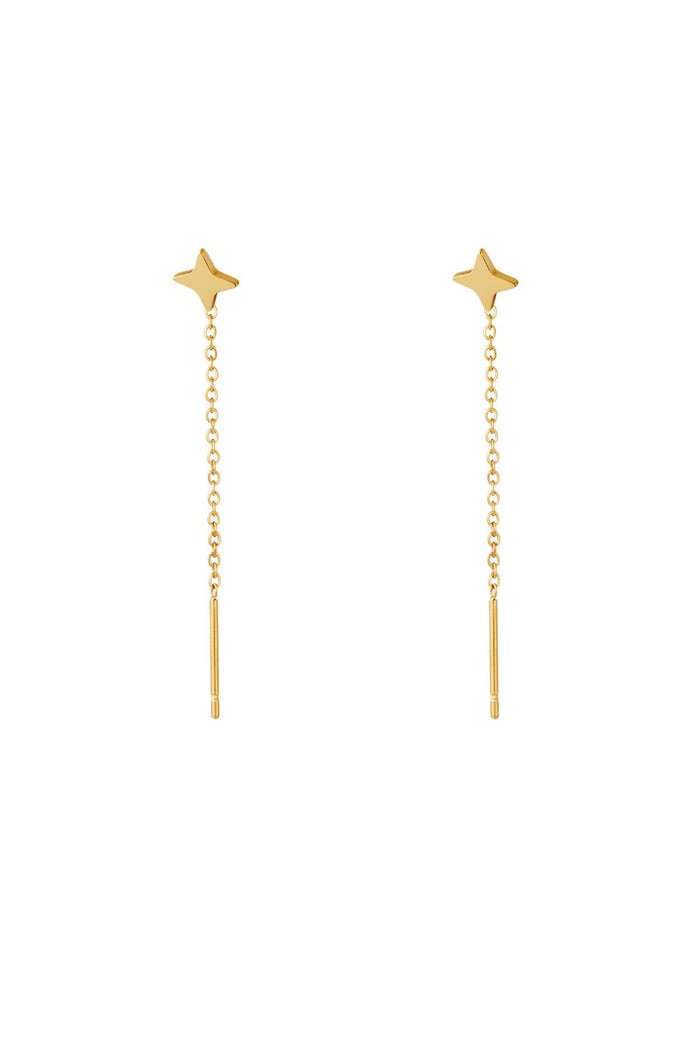 Stainless Steel Chain Earrings Diamond Gold color 