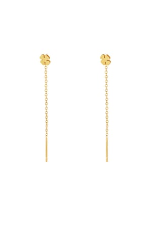 Stainless Steel Chain Earrings Clover Gold color h5 