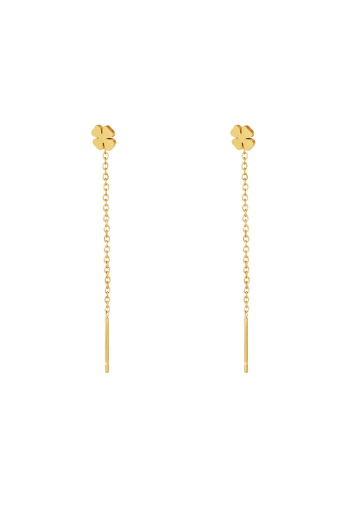 Stainless Steel Chain Earrings Clover Gold color 