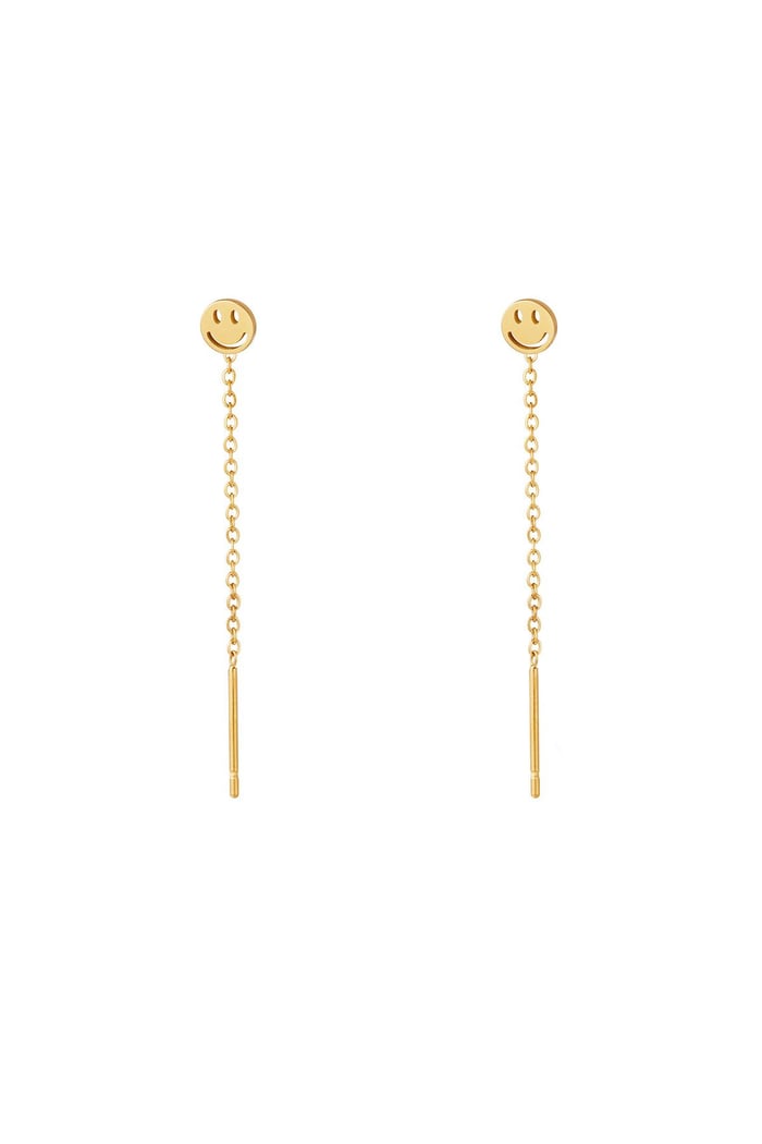 Stainless Steel Chain Earrings Smiley Gold color 