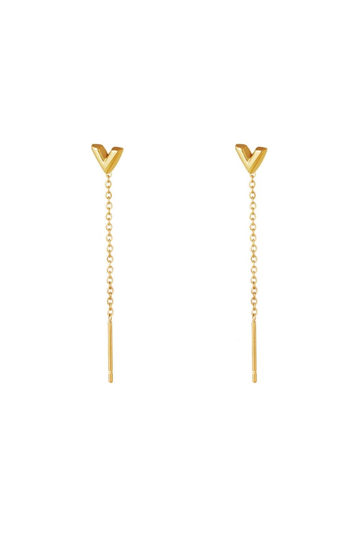 Stainless Steel Chain Earrings Arrow Gold color 