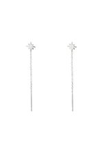 Silver color / Stainless Steel Chain Earrings Star Silver color 