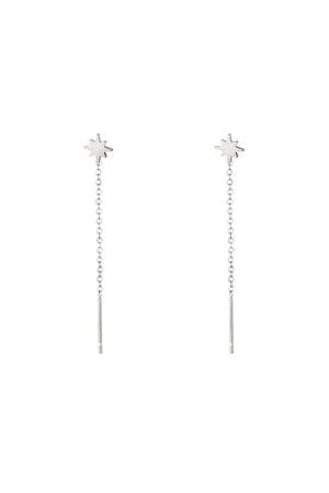 Stainless Steel Chain Earrings Star Silver color h5 