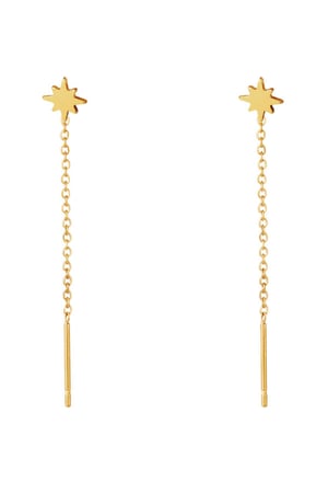 Stainless Steel Chain Earrings Star Gold color h5 