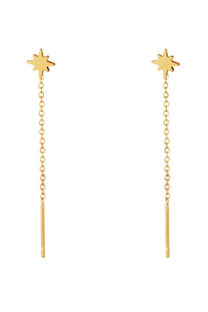 Stainless Steel Chain Earrings Star Gold color 