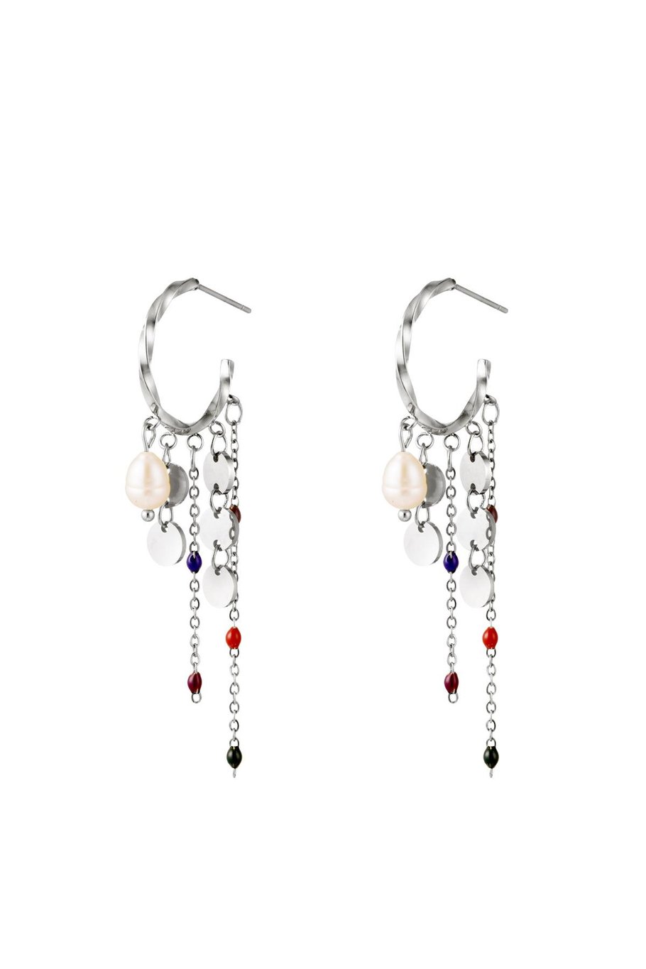 Shooting Circles Multicolered Earrings Gold Color Stainless Steel 