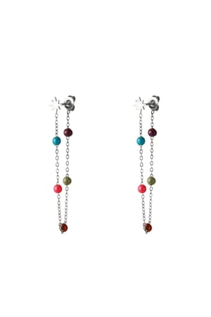 Star earring with collored balls Silver Color Stainless Steel h5 