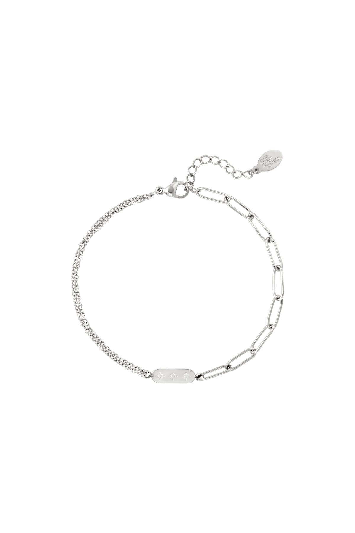 stainless steel bracelet with double chain and charm