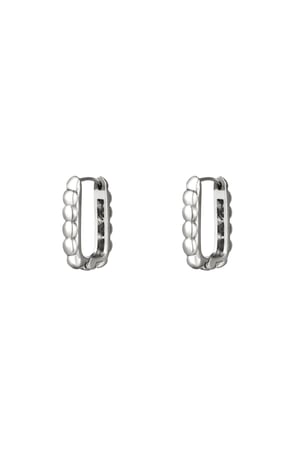 Bubble rectangle earrings small Silver Color Stainless Steel h5 