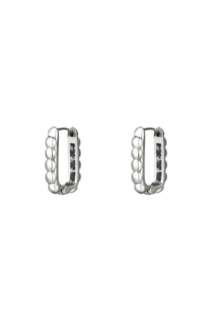 Bubble rectangle earrings small Silver Color Stainless Steel 