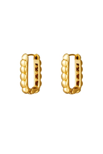 Rectangle earrings with bubbles Gold Color Stainless Steel h5 