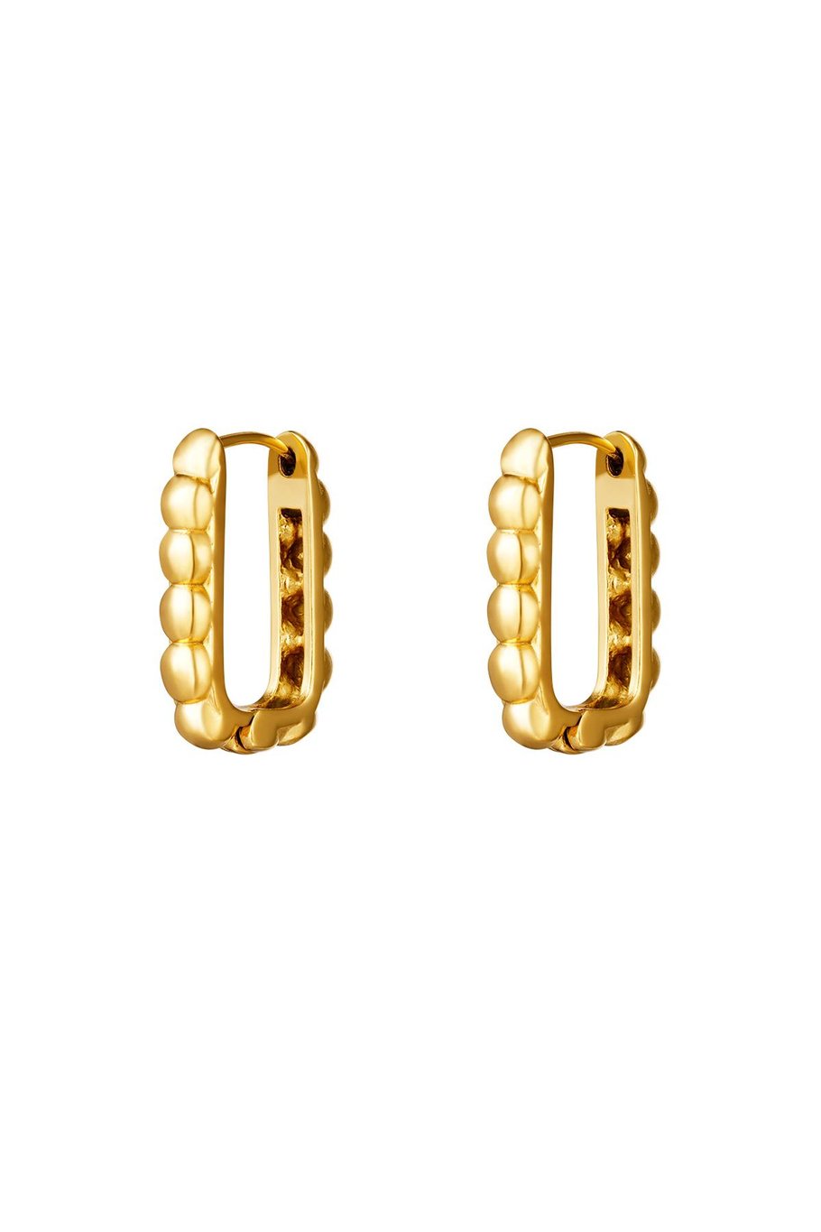 Rectangle earrings with bubbles Gold Color Stainless Steel 