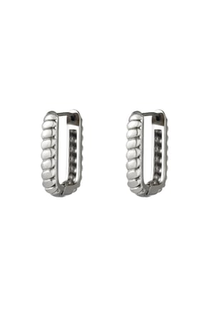 Rectangle earrings with baquette Silver Color Stainless Steel h5 