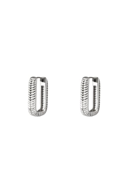 Boucles d'oreilles rectangle tissé petit Argenté Acier inoxydable 2