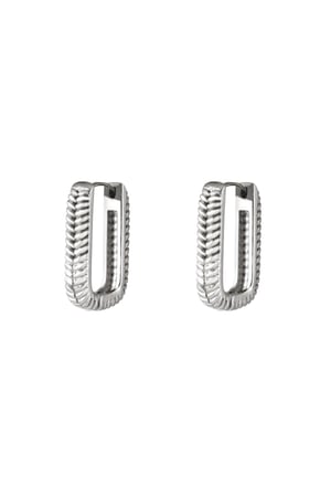 Woven Rectangle Earrings Silver Color Stainless Steel h5 