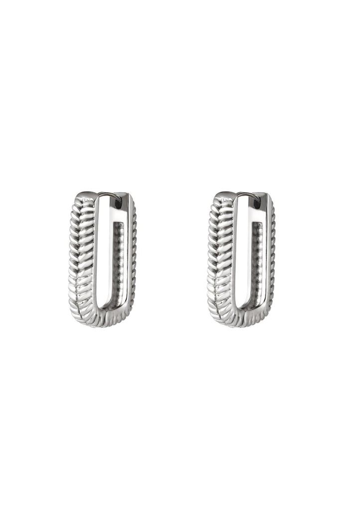 Woven Rectangle Earrings Silver Color Stainless Steel 