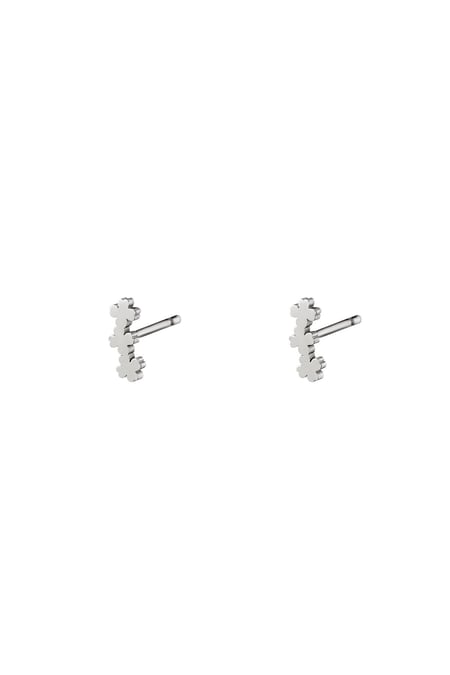 Stainless Steel Earstuds Three Clovers Silver color