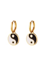 Noir & White / Boucles d'oreilles en acier inoxydable Yin Yang Noir & White 