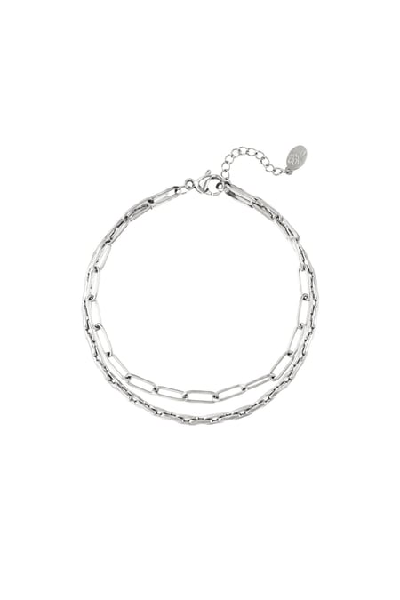 Double stainless steel bracelet Silver color 2