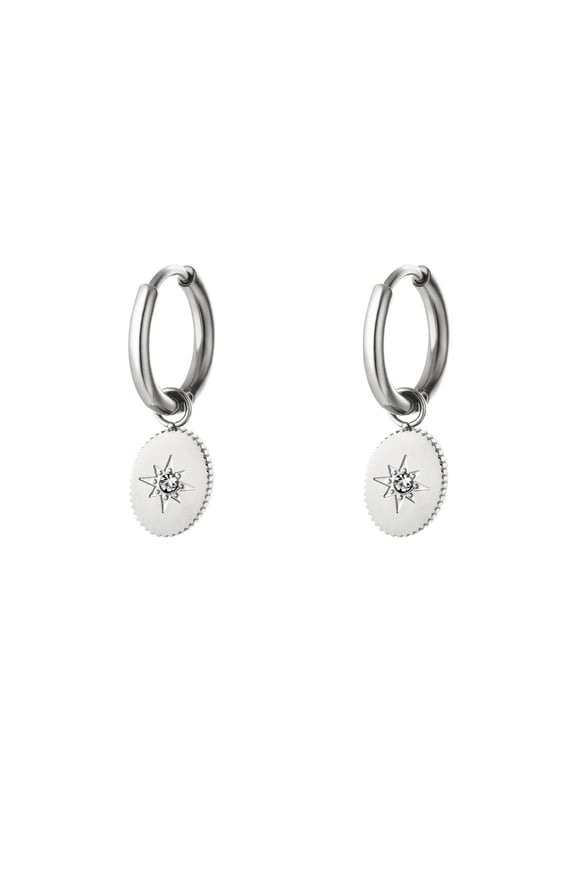 Orecchini stella con zircone Silver Color Stainless Steel 2