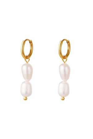 Earrings Double Pearls Gold Color Stainless Steel h5 