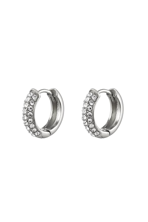 Earrings shiny hoops Silver Color Stainless Steel 2
