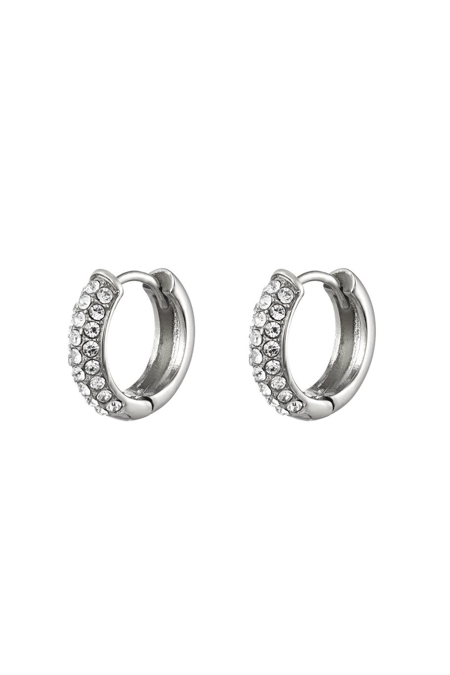 Earrings shiny hoops Silver Color Stainless Steel 
