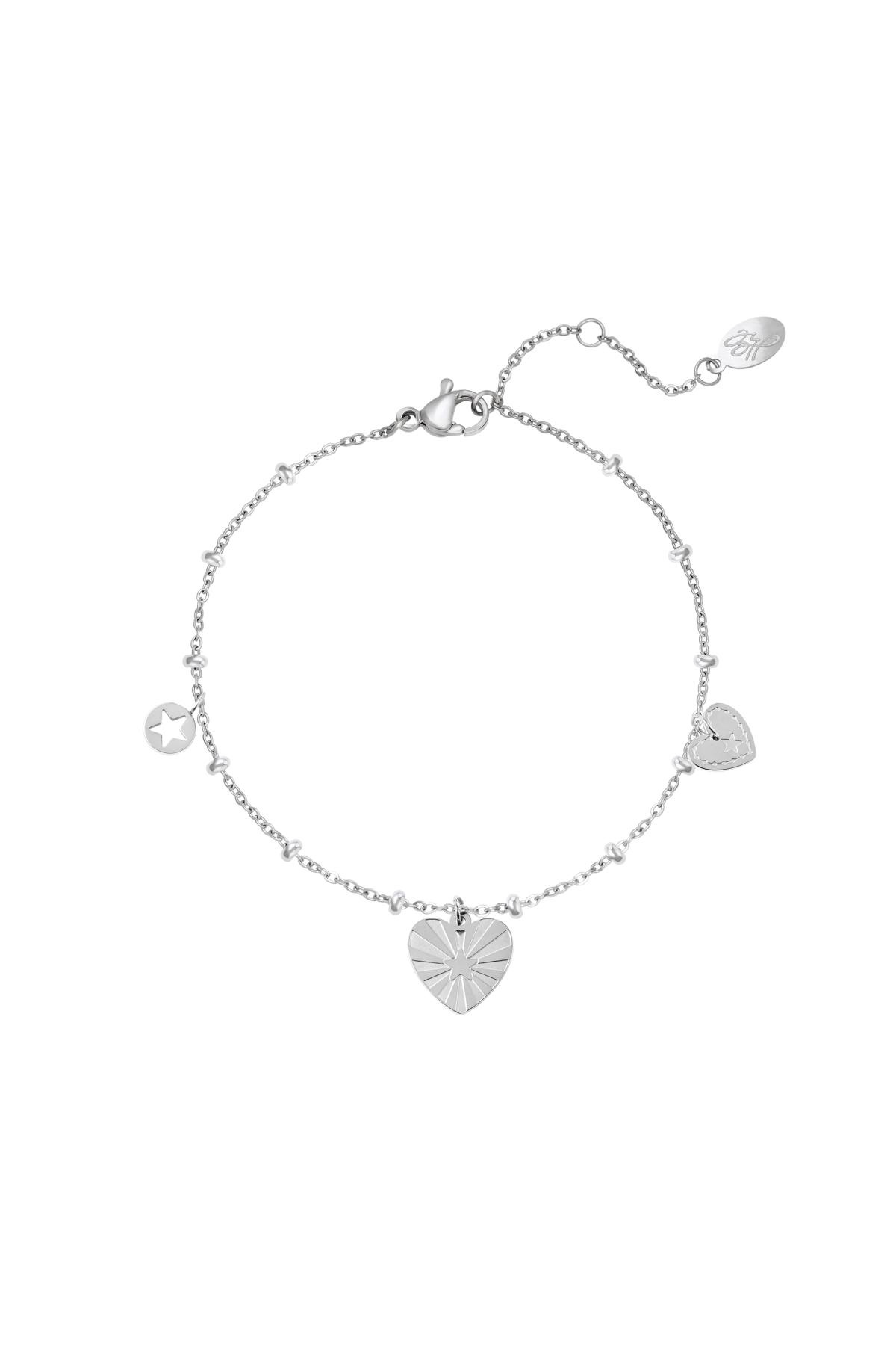 stainless steel bracelet with heart coins