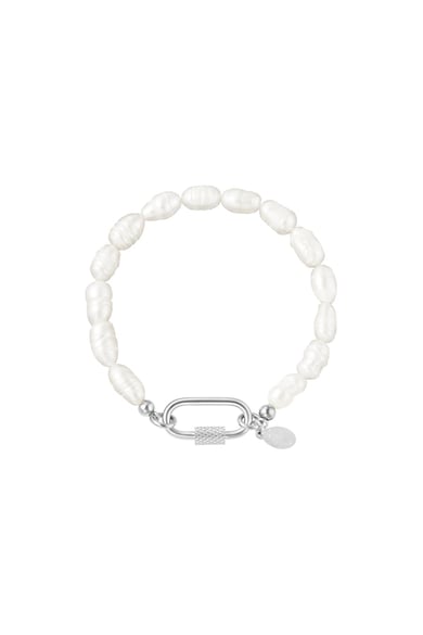 Pearl bracelet with oval closure Gold Color Pearls h5 