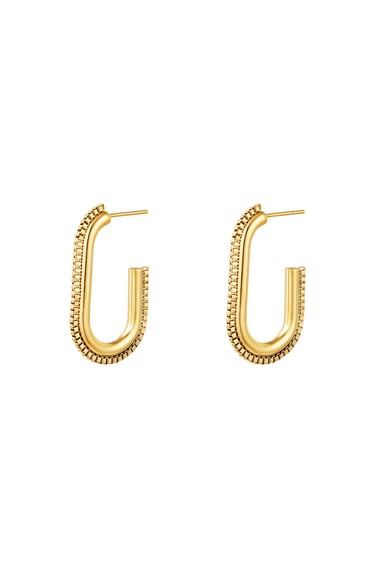Earrings oval twist chain Gold Color Stainless Steel h5 