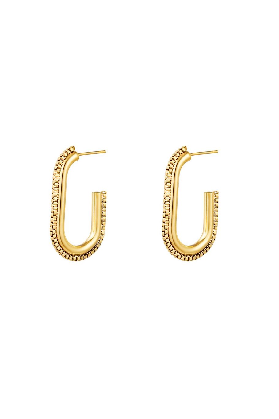 Earrings oval twist chain Gold Color Stainless Steel 