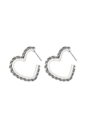 Earrings twisted heart Silver Color Stainless Steel h5 