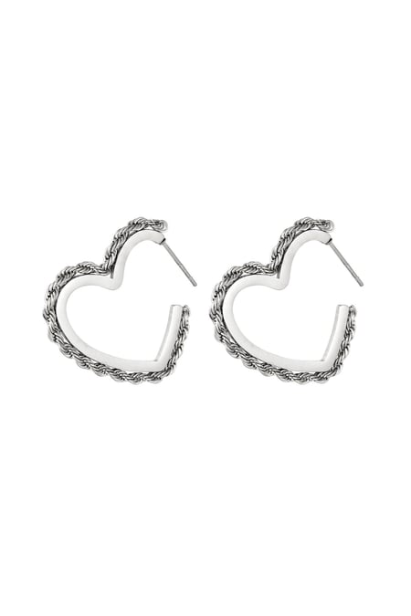 Earrings twisted heart Silver Color Stainless Steel 2