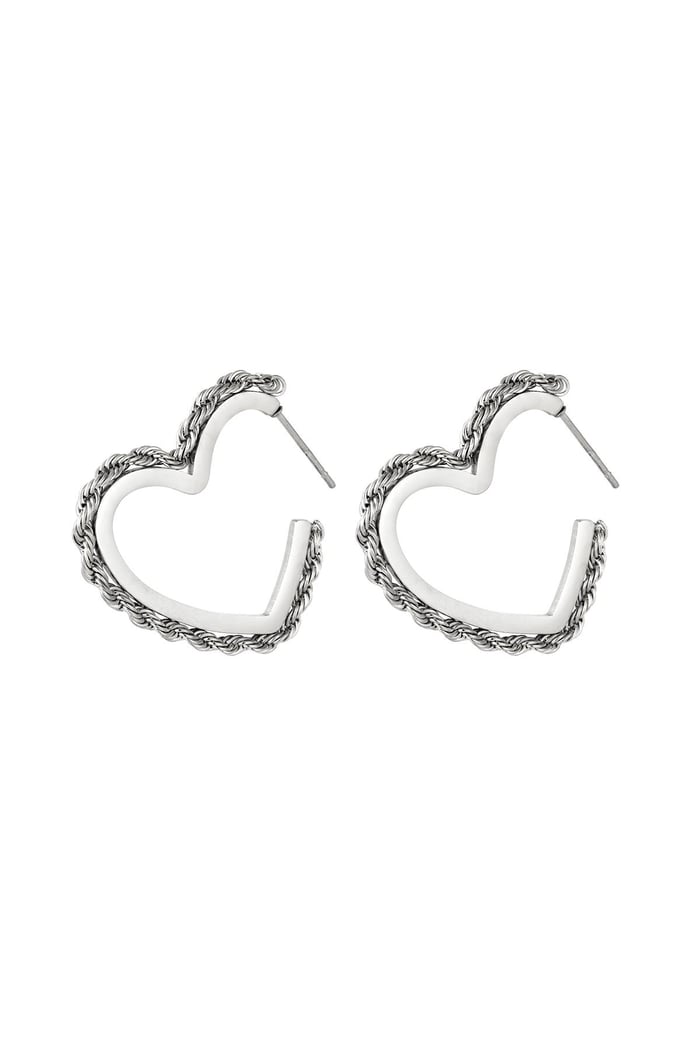 Earrings twisted heart Silver Color Stainless Steel 