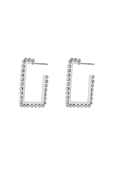 Earrings square dot Silver Color Stainless Steel h5 