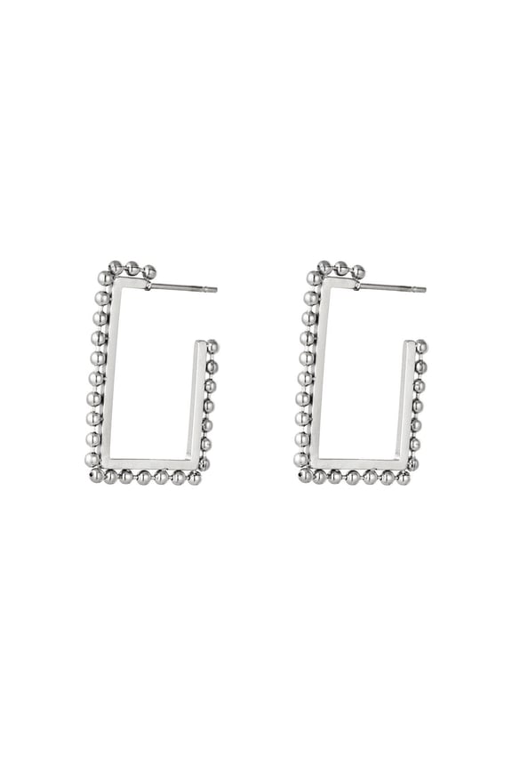 Earrings square dot Silver Color Stainless Steel 2