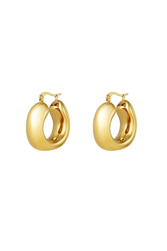 Bold hoop earrings Gold Color Stainless Steel 