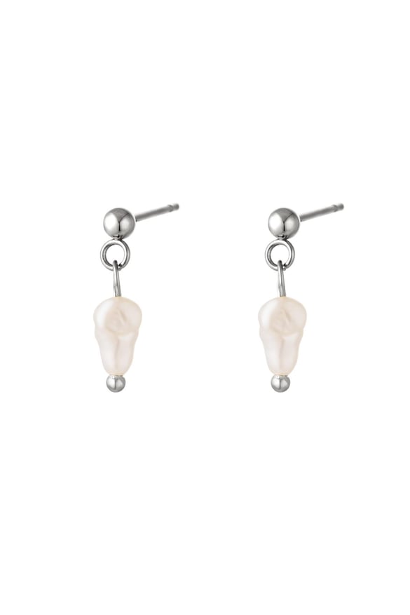 Pendientes colgantes perla Plata Acero inoxidable 2