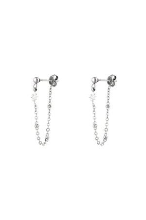 Stainless steel earrings with chain Silver color h5 