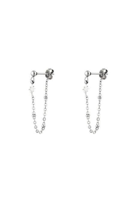 Stainless steel earrings with chain Silver color