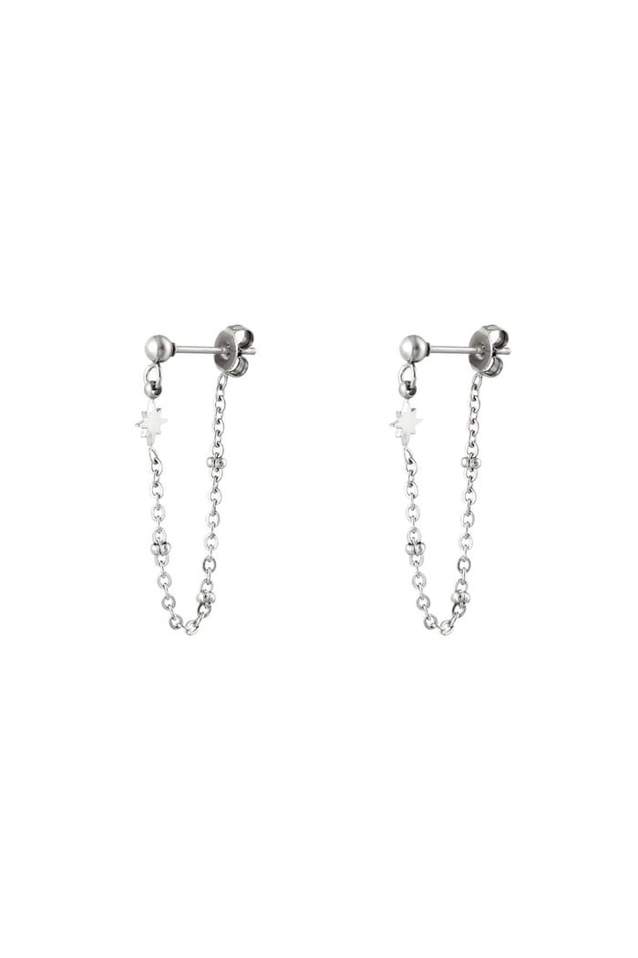 Stainless steel earrings with chain Silver color 