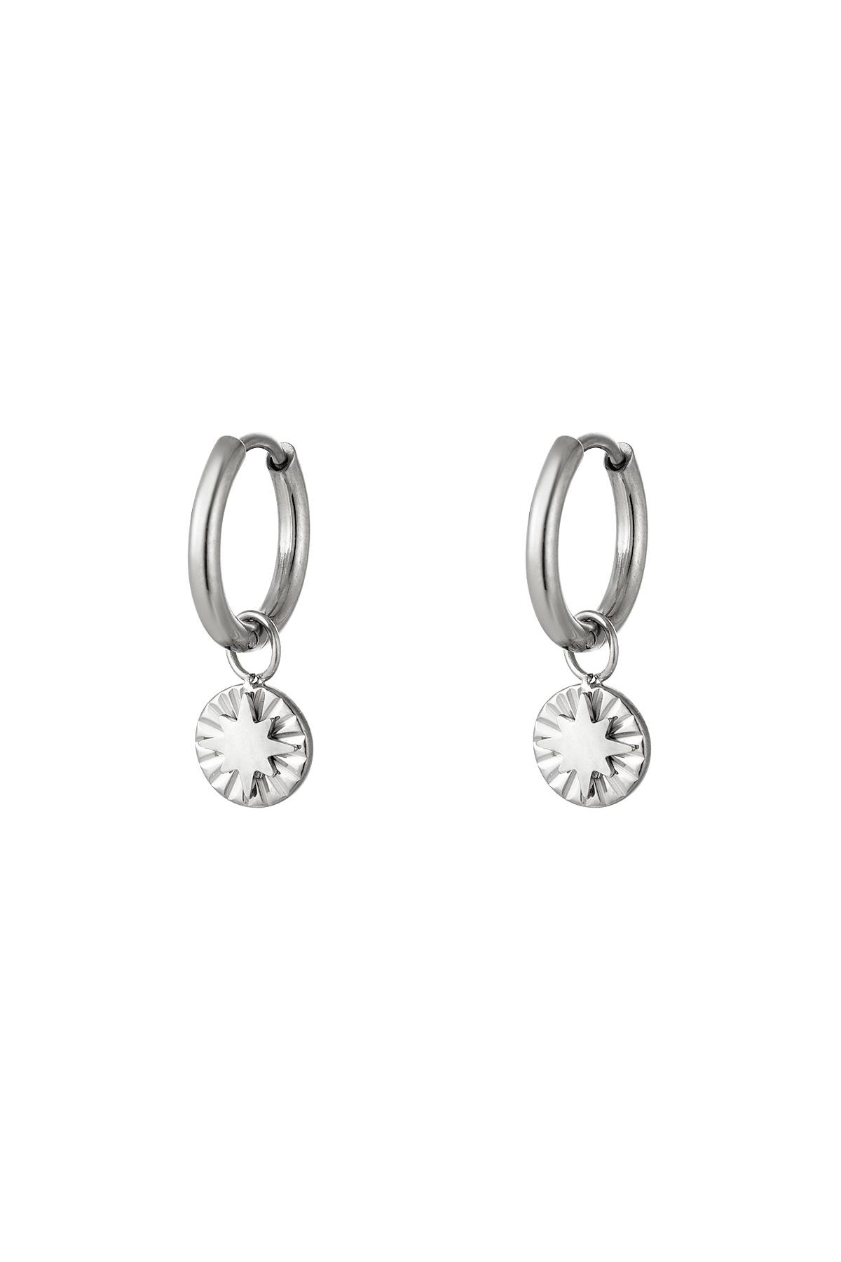 Earrings dangle star Silver Color Stainless Steel