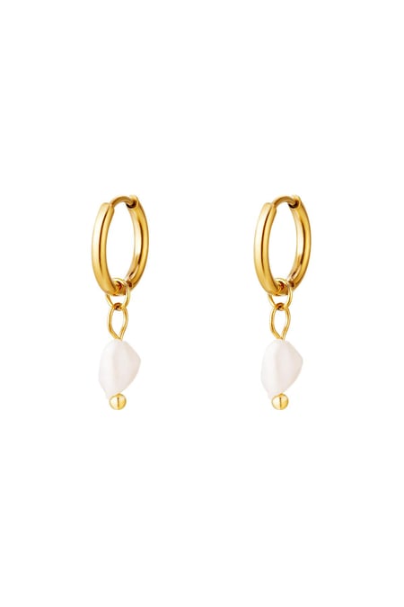 Earrings sweet water pearl Gold Color Stainless Steel 2