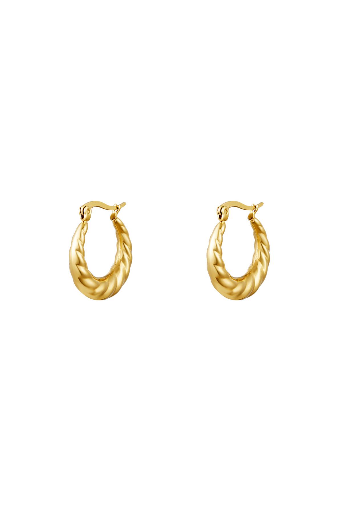 Earrings Baguette Gold Color Stainless Steel