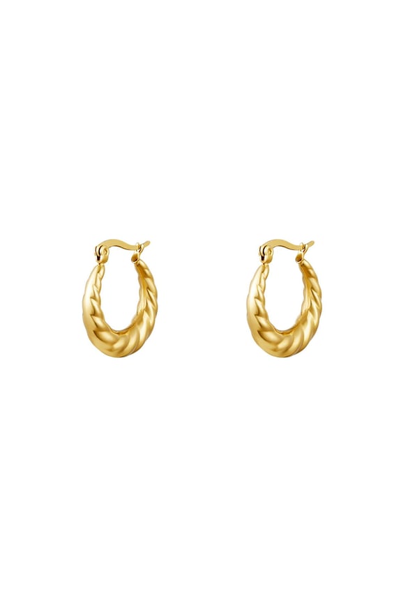 Earrings Baguette Gold Color Stainless Steel 2
